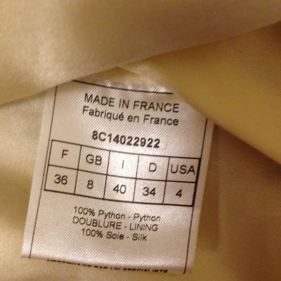 Chanel GENUINE natural grey tan metallic PYTHON jacket rtl $30K SZ US 2 4 FR 36 - Picture 6 of 6